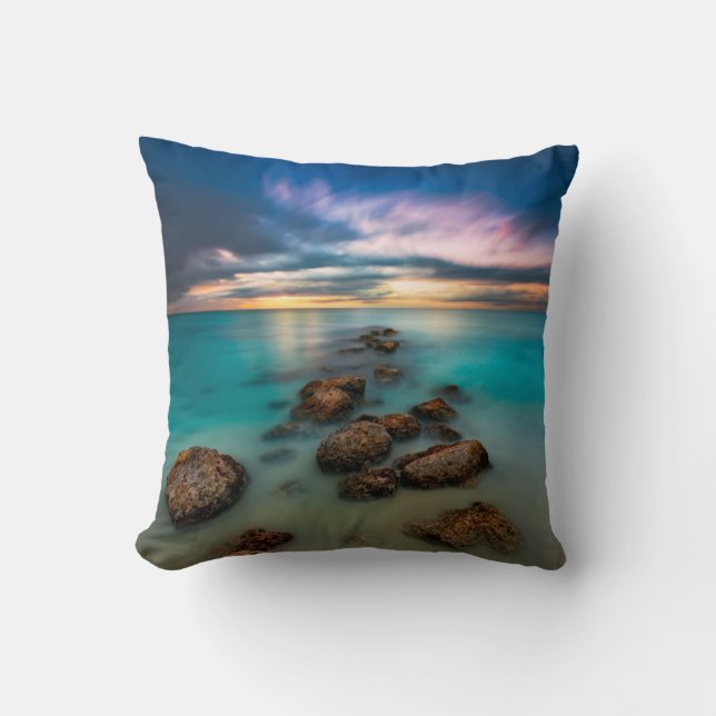 A Beautiful Sunset Over Grace Bay | Turks & Caicos Cushion (Front)
