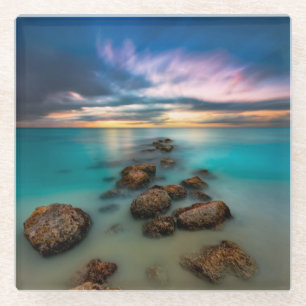 A Beautiful Sunset Over Grace Bay   Turks & Caicos Glass Coaster