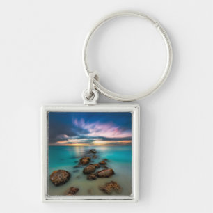 A Beautiful Sunset Over Grace Bay Turks & Caicos Key Ring