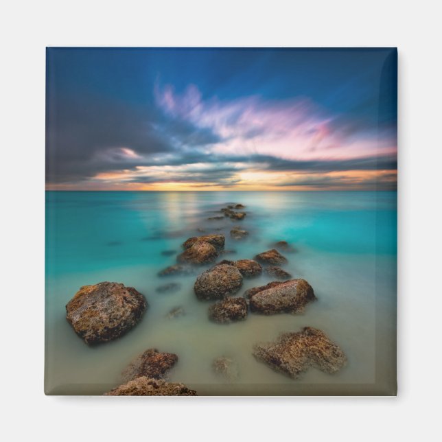 A Beautiful Sunset Over Grace Bay | Turks & Caicos Magnet (Front)