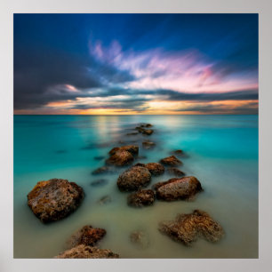 A Beautiful Sunset Over Grace Bay Turks & Caicos Poster