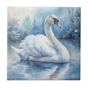 A Beautiful Swan Ceramic Tile