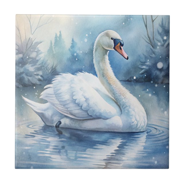 A Beautiful Swan Ceramic Tile (Front)