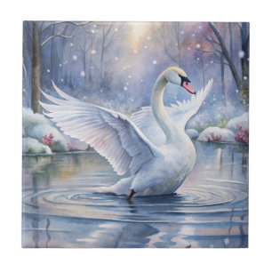 A Beautiful Swan Ceramic Tile
