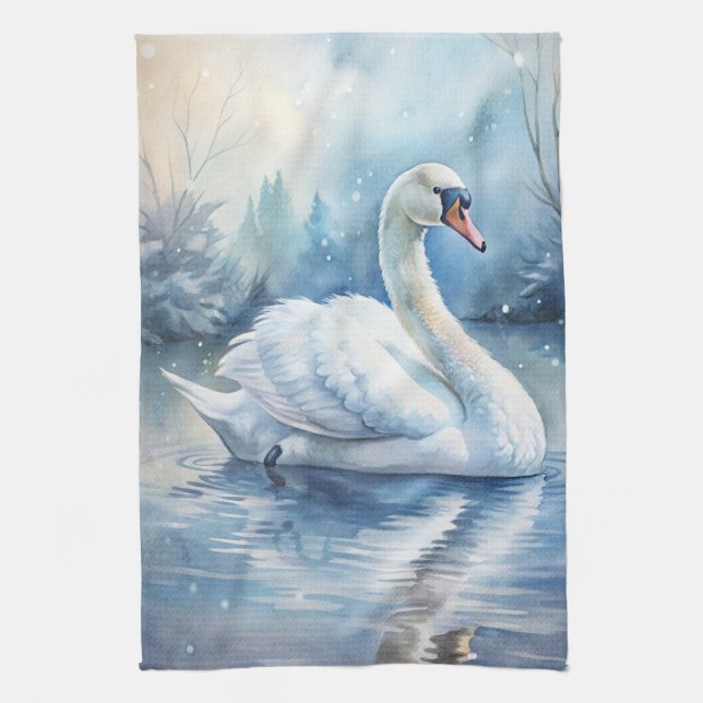 A Beautiful Swan Tea Towel (Vertical)