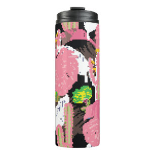A Beautiful sweet pastel colour tropical night pat Thermal Tumbler