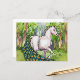 A Beautiful Unicorn Peacock Postcard