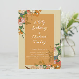 A Beautiful Wedding Invitation Card With Flowers