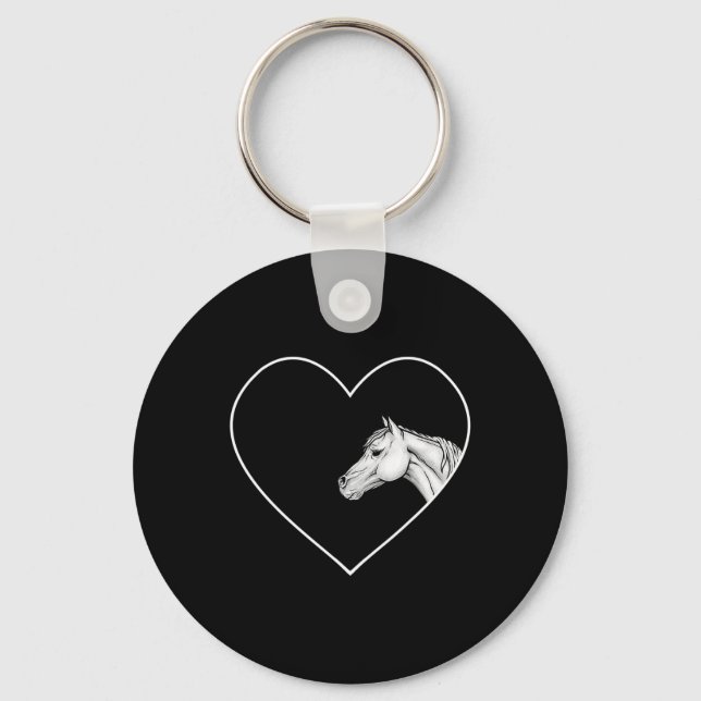 A Beautiful White Horse For Riding Girls Heart Of  Key Ring (Front)