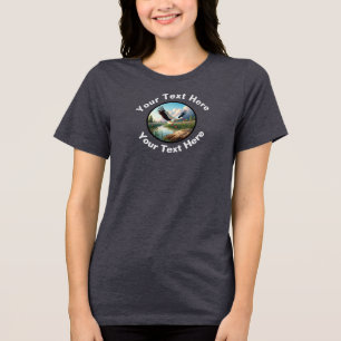 A Beautiful White Stork with Custom Text Tri-Blend Shirt