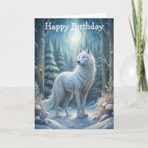 A Beautiful White Wolf Card