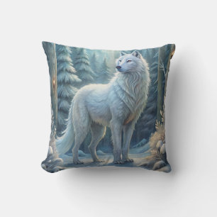 A Beautiful White Wolf Cushion