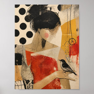 A Beautiful Woman and a Bird Poster
