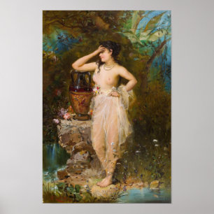 A Beautiful Woman Bathing by Hans Zatzka - poster