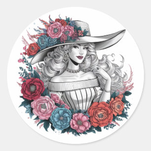A beautiful woman classic round sticker