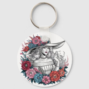 A beautiful woman key ring