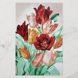 A Beautifully Bold Floral Bouquet of Tulips Stationery