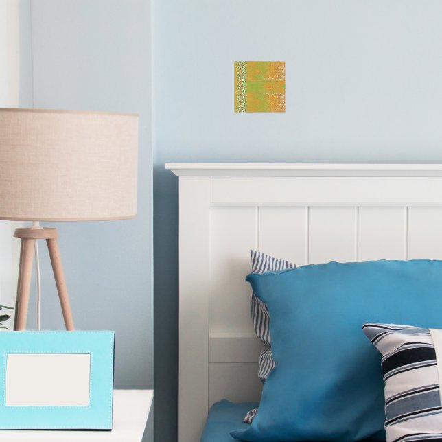 A beautifully designed Indian scarf in green and o Foil Prints (In Situ (Bedroom))