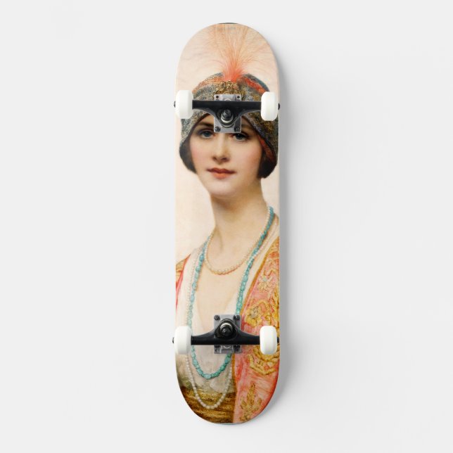 A Beauty In Eastern Costume by William Wontner Skateboard (Front)