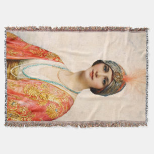 A Beauty In Eastern Costume by William Wontner Throw Blanket