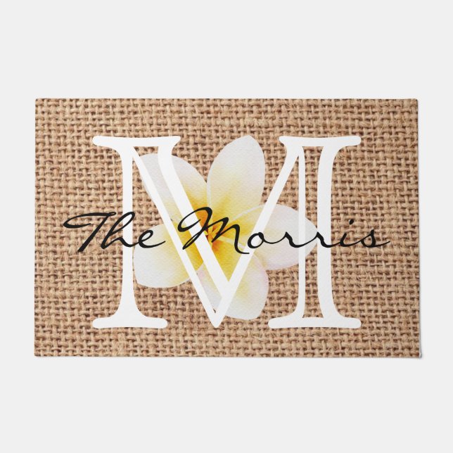 A beauty of nature summer design floral on burlap doormat (Front)