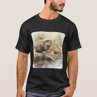 A Beaver Building A Dam Construction T-Shirt