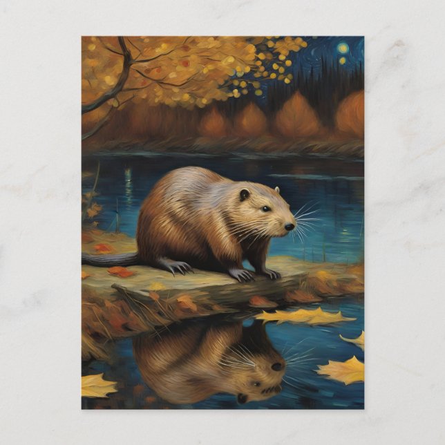 A Beaver by Van Gogh Postcard (Front)
