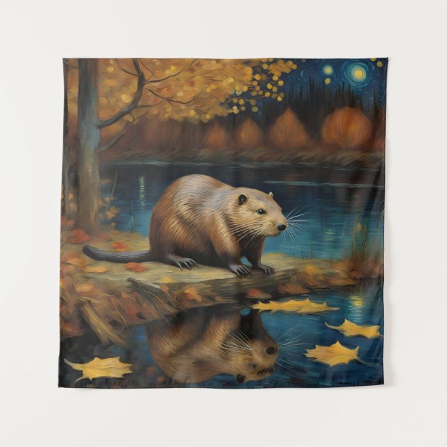 A Beaver by Van Gogh Tapestry (Front)