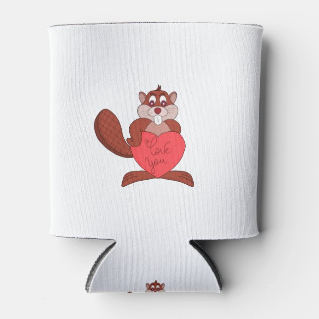 A Beaver in Love Can Cooler (Front)