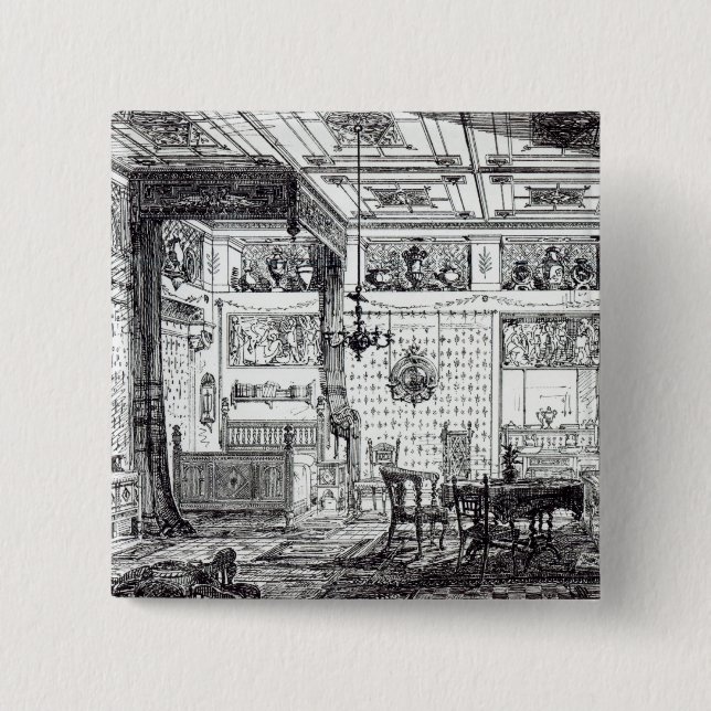 A Bed Room 15 Cm Square Badge (Front)