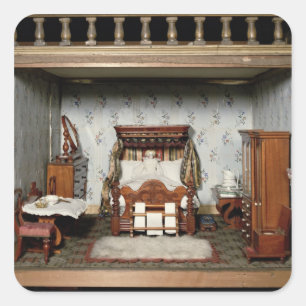 A bedroom in 'Mrs Bryant's Pleasure', c.1860 Square Sticker