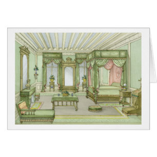 A Bedroom interior in Henri II style (colour litho