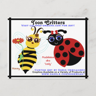 A* Bee and LadyBug Toons Business Card Postcard