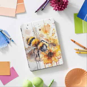 A bee collects honey on a flower. iPad air cover