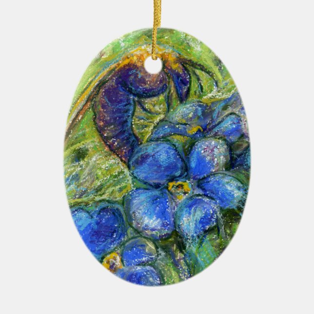 A Bee & Forget-me-not Flowers Ceramic Ornament (Front)