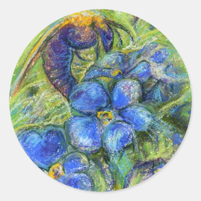 A Bee & Forget-me-not Flowers Classic Round Sticker (Front)