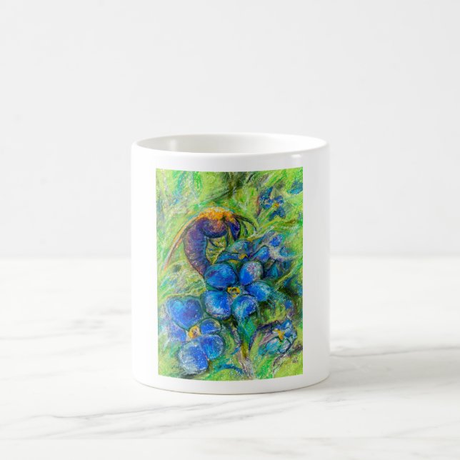A Bee & Forget-me-not Flowers Coffee Mug (Center)
