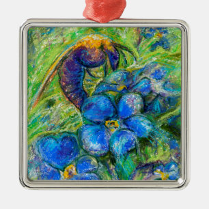 A Bee & Forget-me-not Flowers Metal Ornament
