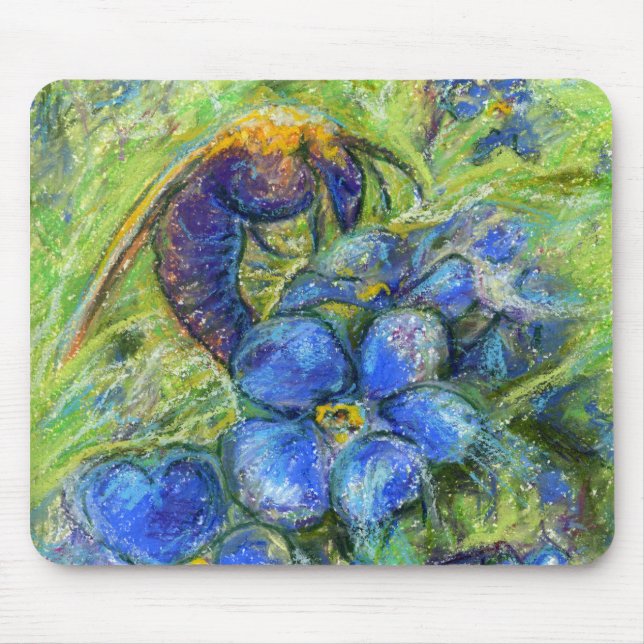 A Bee & Forget-me-not Flowers Mouse Pad (Front)