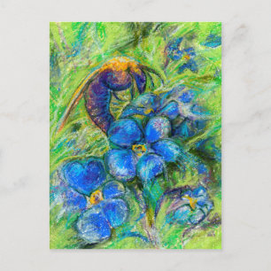 A Bee & Forget-me-not Flowers Postcard