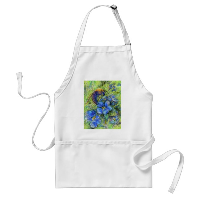 A Bee & Forget-me-not Flowers Standard Apron (Front)