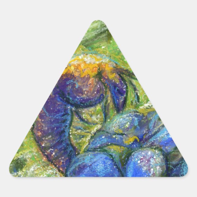 A Bee & Forget-me-not Flowers Triangle Sticker (Front)