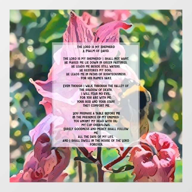  a bee in a garden with Psalm 23 (Sheet)
