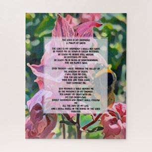 a bee in a garden with Psalm 23 Jigsaw Puzzle