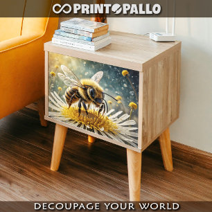 A bee on a flower in the morning dew -  tissue paper