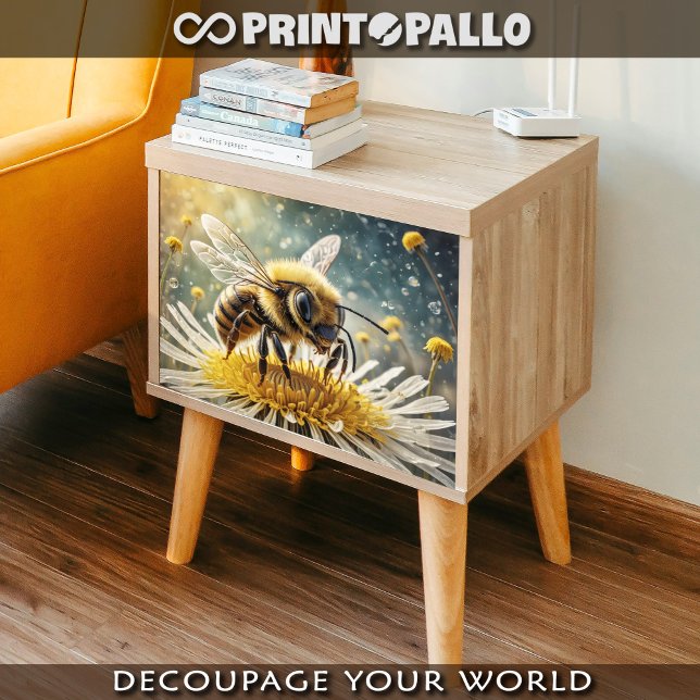 A bee on a flower in the morning dew -  tissue paper (Creator Uploaded)