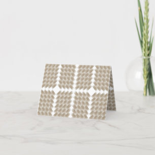 a beige and white chequered pattern on a white thank you card