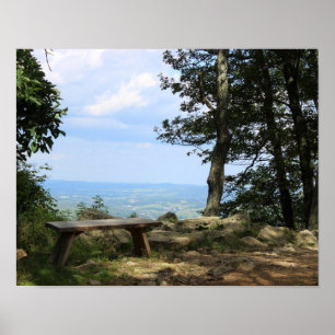 A Bench with a View of Hawk Mountain Poster