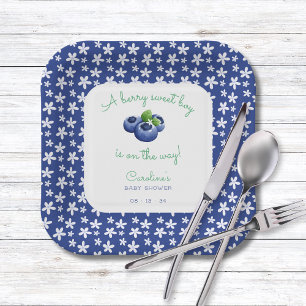 A Berry Sweet Baby Boy Shower Blueberry Paper Plate