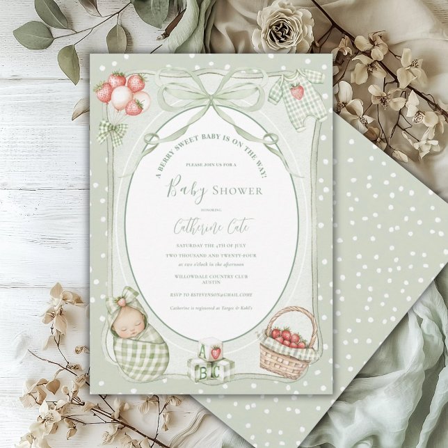 A Berry Sweet Baby Cute Baby Shower Invitation (Creator Uploaded)